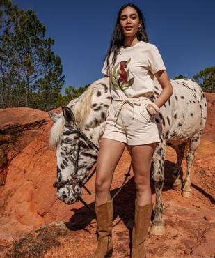 Short en coton ample à revers et taille élastiquée femme vue5 - GEMO 4G FEMME - GEMO