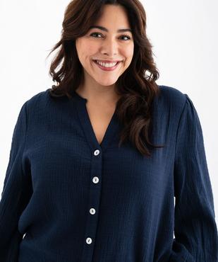 Blouse manches 3/4 en gaze de coton stretch femme grande taille vue2 - GEMO (G TAILLE) - GEMO