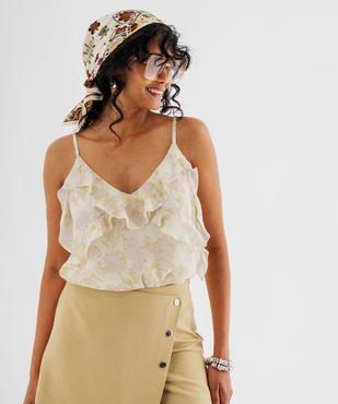 Top en voile fleuri à fines bretelles femme vue1 - GEMO(FEMME PAP) - GEMO