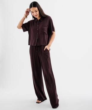 Chemise manches courtes coupe loose en viscose froissée et imprimée femme vue4 - GEMO 4G FEMME - GEMO