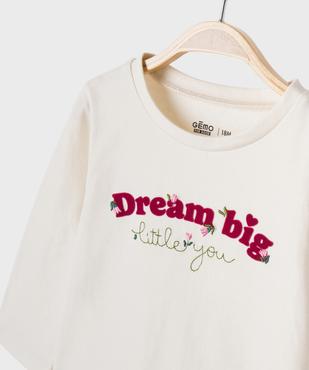 Tee-shirt manches longues à message velours et brodé bébé fille vue2 - GEMO 4G BEBE - GEMO