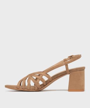 Sandales à talon large en suédine femme vue3 - FOLLOW ME - GEMO