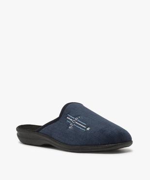 Chaussons homme mules confort en velours ras brodé vue2 - GEMO(HOMWR HOM) - GEMO