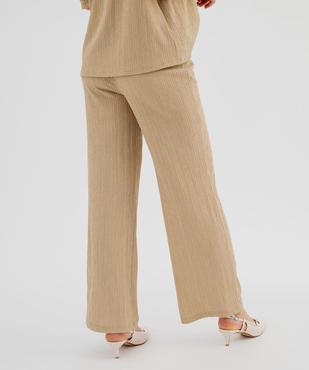 Pantalon large en maille texturée et extensible femme vue3 - GEMO(FEMME PAP) - GEMO