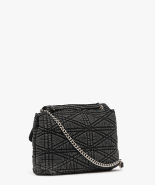 Sac besace en jean matelassé à bandoulière chaîne femme vue2 - GEMO (ACCESS) - GEMO