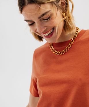 Tee-shirt manches courtes et col rond uni en coton résistant femme vue2 - GEMO(FEMME PAP) - GEMO