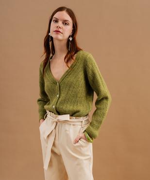 Gilet en maille ajourée à col V femme vue4 - GEMO(FEMME PAP) - GEMO