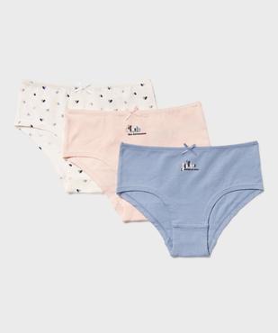 Shorties en coton stretch à motifs coeurs fille (lot de 3) vue1 - GEMO 4G FILLE - GEMO
