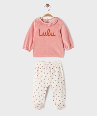 Pyjama 2 pièces en velours bébé fille - LuluCastagnette vue1 - LULU CASTAGNETTE G4G D - GEMO