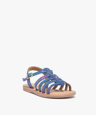 Sandales filles à brides multiples en cuir irisé vue2 - GEMO (ENFANT) - GEMO