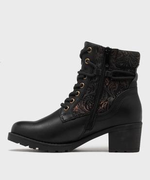 Bottines à lacets avec empiècement à motifs femme - Emilia Rosa vue3 - EMILIA ROSA - GEMO