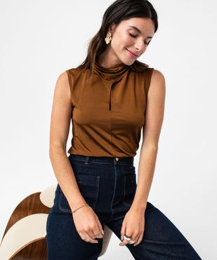 Débardeur décolleté fantaisie en matière extensible satinée femme vue1 - GEMO(FEMME PAP) - GEMO