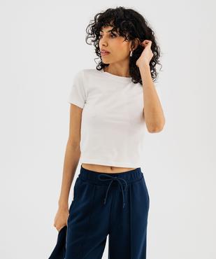 Tee-shirt manches courtes en coton stretch uni femme vue3 - GEMO(FEMME PAP) - GEMO