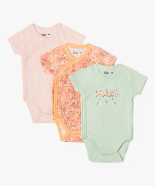 Body à manches courtes fermeture croisée bébé fille (lot de 3) vue1 - GEMO 4G BEBE - GEMO