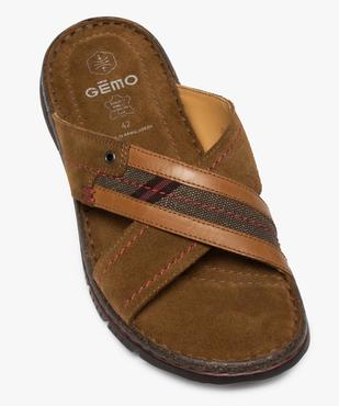 Mules homme en cuir à larges brides croisées vue5 - GEMO (CASUAL) - GEMO