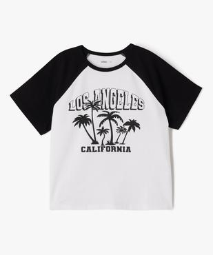 Tee-shirt manches courtes contrastantes coupe large fille vue1 - GEMO 4G FILLE - GEMO