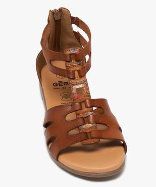 Sandales femme zippées à tige montante en cuir vue5 - GEMO (CASUAL) - GEMO