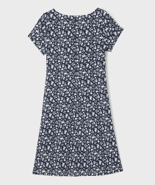 Robe manches courtes en maille fleurie à décolleté fantaisie fille vue7 - GEMO 4G FILLE - GEMO