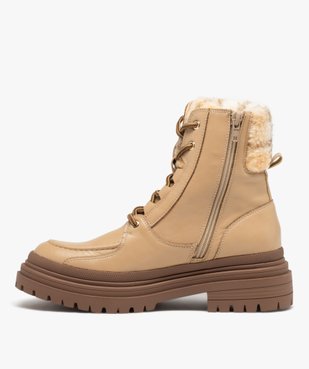 Boots femme fourrées et unies avec col et languette en sherpa  vue4 - GEMO (CASUAL) - GEMO