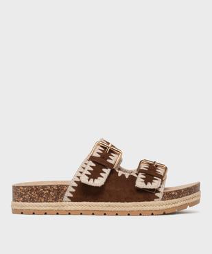 Mules à semelle plateforme et larges brides brodées femme - 5 Miles vue2 - 5 MILES - GEMO