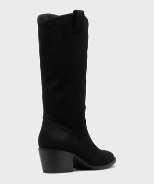 Bottes à talon en suédine look western femme - Follow Me vue4 - FOLLOW ME - GEMO
