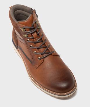 Boots multi-matières avec lacets et zip intérieur homme - Mario Baldano vue5 - MARIO BALDANO - GEMO