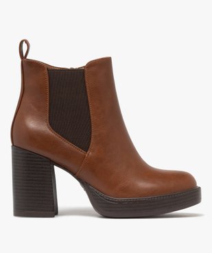 Boots femme à talon flare et semelle plateforme avec bout carré vue2 - FOLLOW ME - GEMO