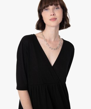 Robe femme en maille à volants et manches courtes vue2 - GEMO(FEMME PAP) - GEMO