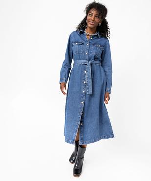 Robe en jean longue à manches longues femme - LuluCastagnette vue6 - LULUCASTAGNETTE - GEMO