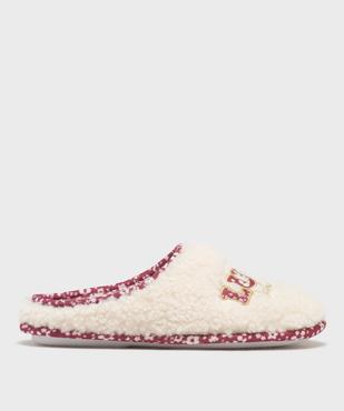 Mules d’intérieur en sherpa avec inscription brodée femme - LuluCastagnette vue1 - LULUCASTAGNETTE - GEMO