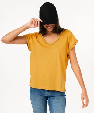 Tee-shirt à manches courtes avec finitions pailletées femme vue2 - GEMO 4G FEMME - GEMO