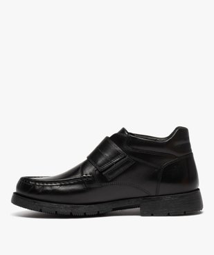 Boots homme unies en cuir avec scratch - Pierre Cardin vue3 - PIERRE CARDIN DIFFUSION - GEMO