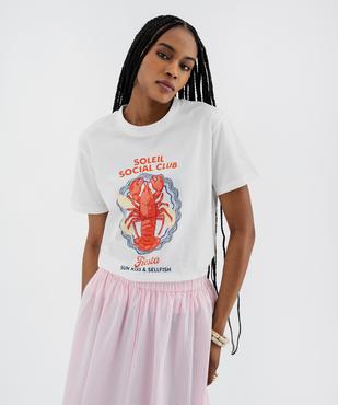 Tee-shirt manches courtes coupe ample avec motif sur l’avant femme vue1 - GEMO 4G FEMME - GEMO