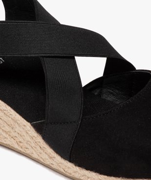 Sandales femme unies avec semelle corde compensée dessus à brides élastiques vue6 - GEMO(URBAIN) - GEMO