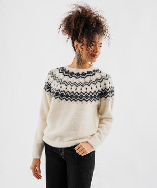 Pull col rond jacquard femme vue1 - GEMO(FEMME PAP) - GEMO