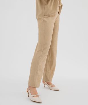 Pantalon large en maille texturée et extensible femme vue1 - GEMO(FEMME PAP) - GEMO