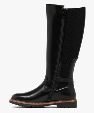 Bottes femme cavalières avec parties élastiques et boucle fantaisie vue3 - GEMO (CASUAL) - GEMO