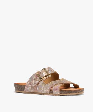 Mules plates avec brides scintillantes en cuir femme vue3 - PIU NATURA - GEMO