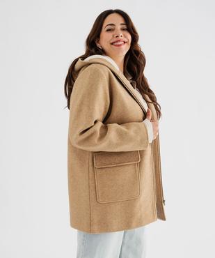 Manteau mi-long zippé à capuche fourrée femme grande taille vue1 - GEMO 4G GT - GEMO