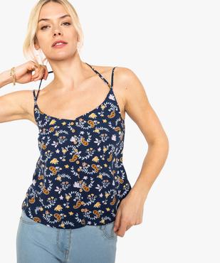 Top femme en maille fluide à bretelles et motifs fleuris  vue1 - FOLLOW ME - GEMO