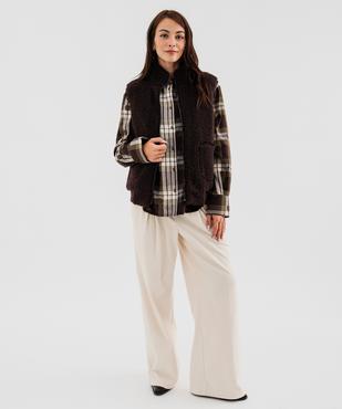 Chemise à carreaux et motifs brodés ajourés femme vue4 - GEMO(FEMME PAP) - GEMO