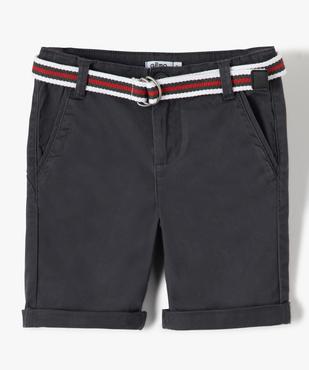 Bermuda en coton avec ceinture tricolore garçon vue1 - GEMO 4G GARCON - GEMO