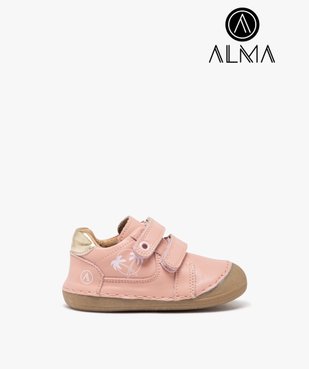Chaussures premiers pas en cuir souple à double scratch bébé fille - Alma vue1 - ALMA - GEMO