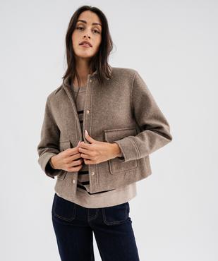 Veste courte aspect drap de laine femme vue4 - GEMO(FEMME PAP) - GEMO
