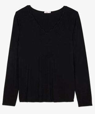 Tee-shirt femme à manches longues et col V en dentelle vue4 - GEMO 4G FEMME - GEMO