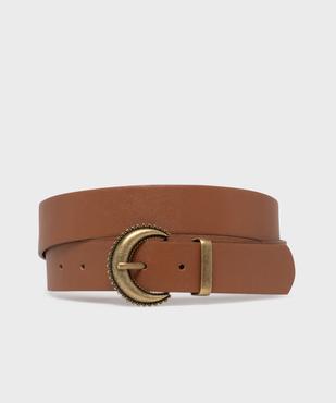 Ceinture lisse à boucle fantaisie en métal brossé femme vue1 - GEMO (ACCESS) - GEMO