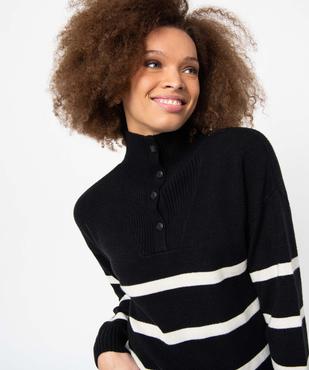Robe pull femme à rayures avec col montant boutonné vue2 - GEMO(FEMME PAP) - GEMO