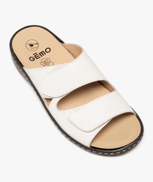 Mules femme confort avec brides unies en cuir et à scratch vue5 - GEMO (CONFORT) - GEMO