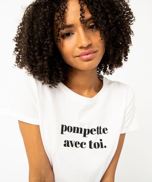 Tee-shirt à manches courtes avec message femme vue6 - GEMO(FEMME PAP) - GEMO