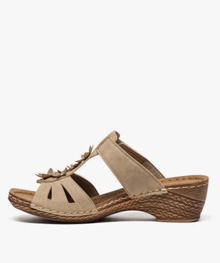 Mules femme confort avec fleurs en relief et bride à scratch vue3 - GEMO (CONFORT) - GEMO